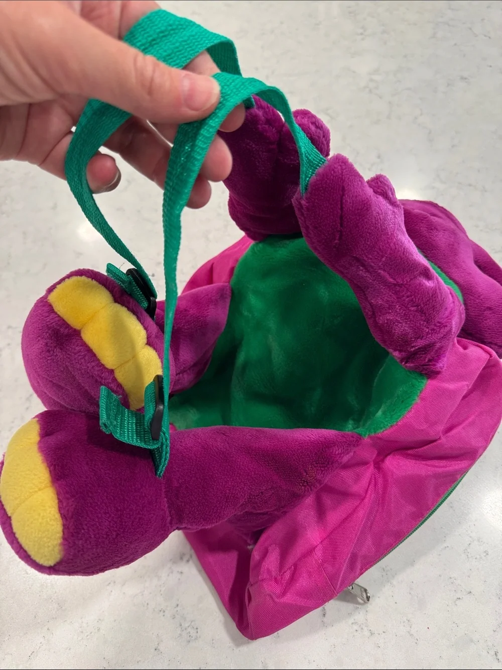 Vintage Barney Purple Dinosaur Plush Character Mini Kids Backpack Purse Costume